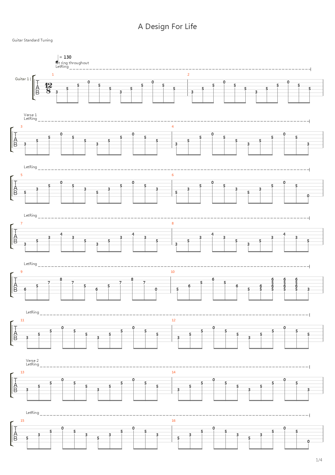 A Design For Life吉他谱