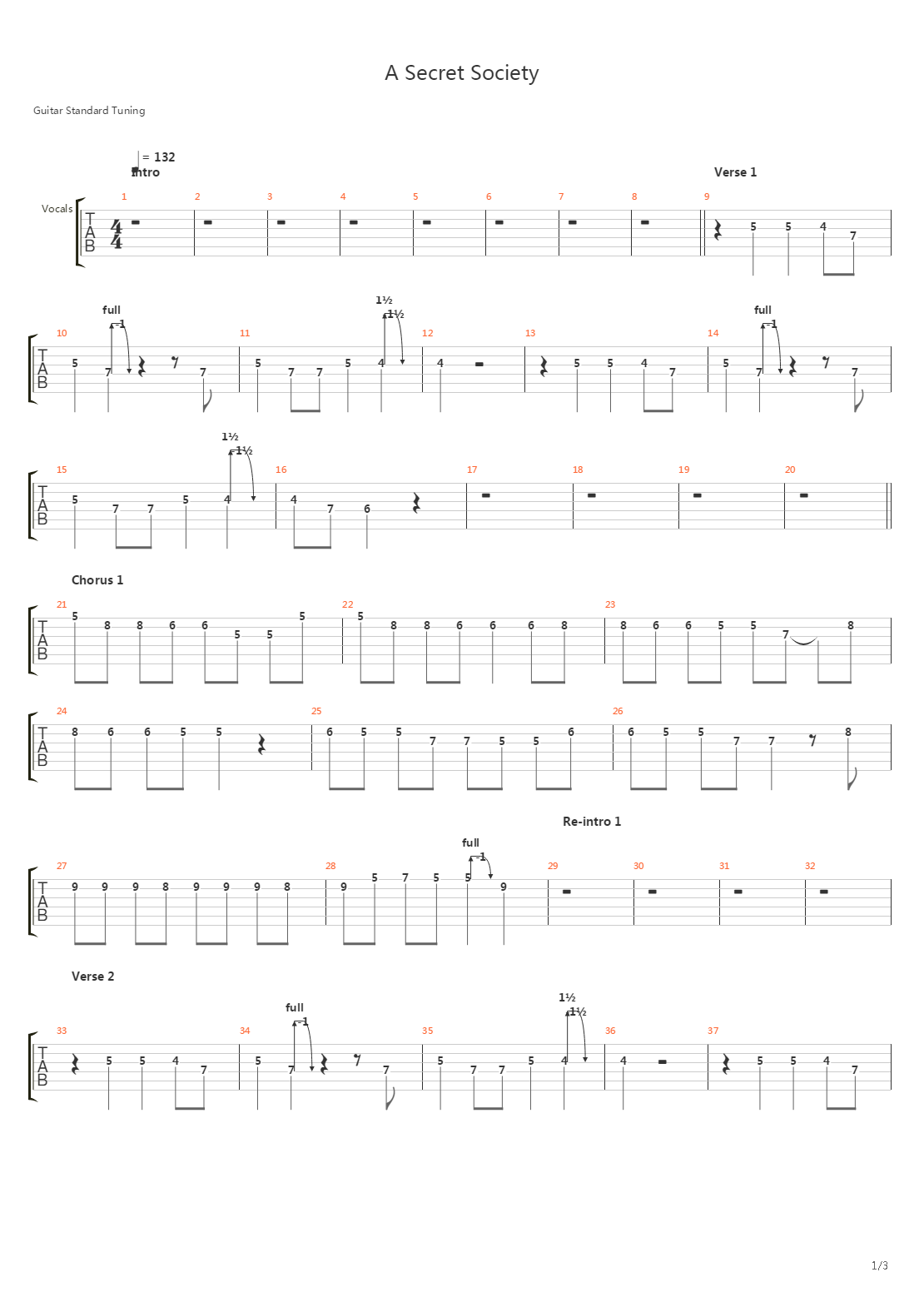 A Secret Society吉他谱