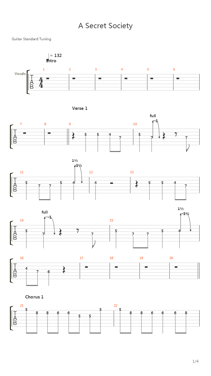 A Secret Society吉他谱
