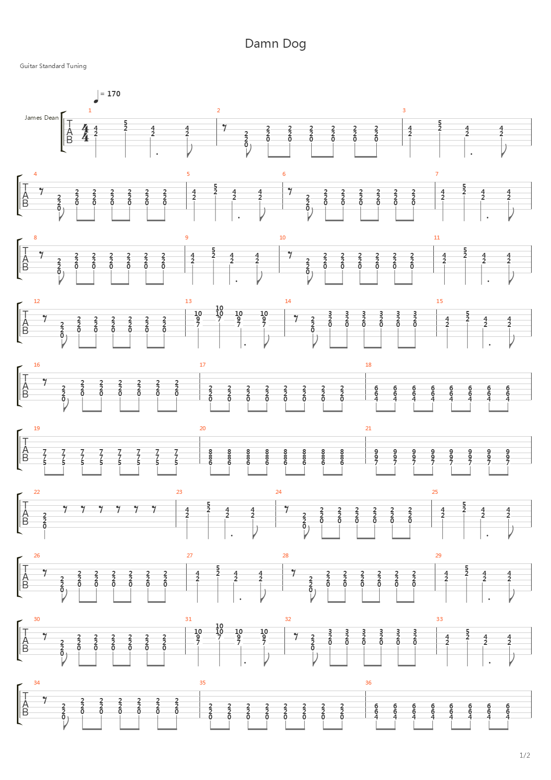 Damn Dog吉他谱