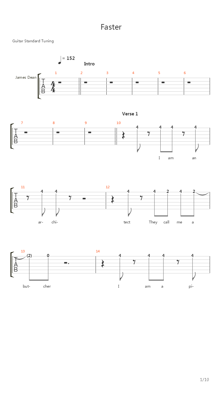 Faster吉他谱