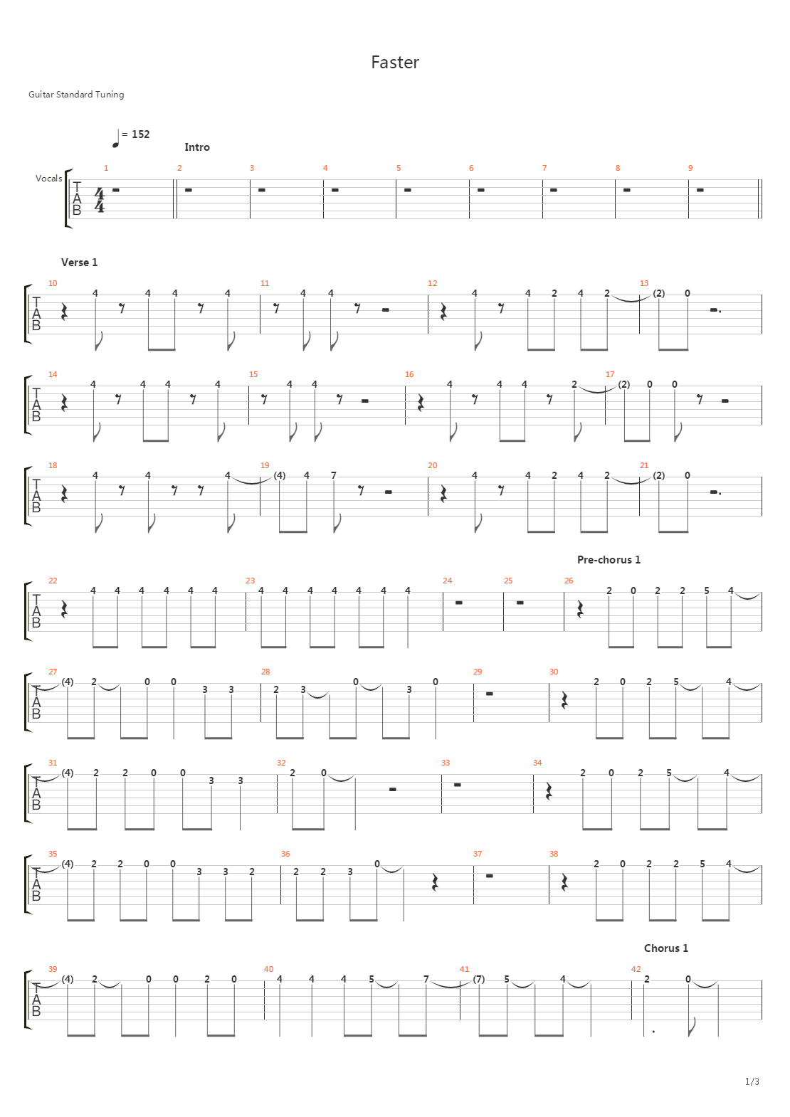 Faster吉他谱