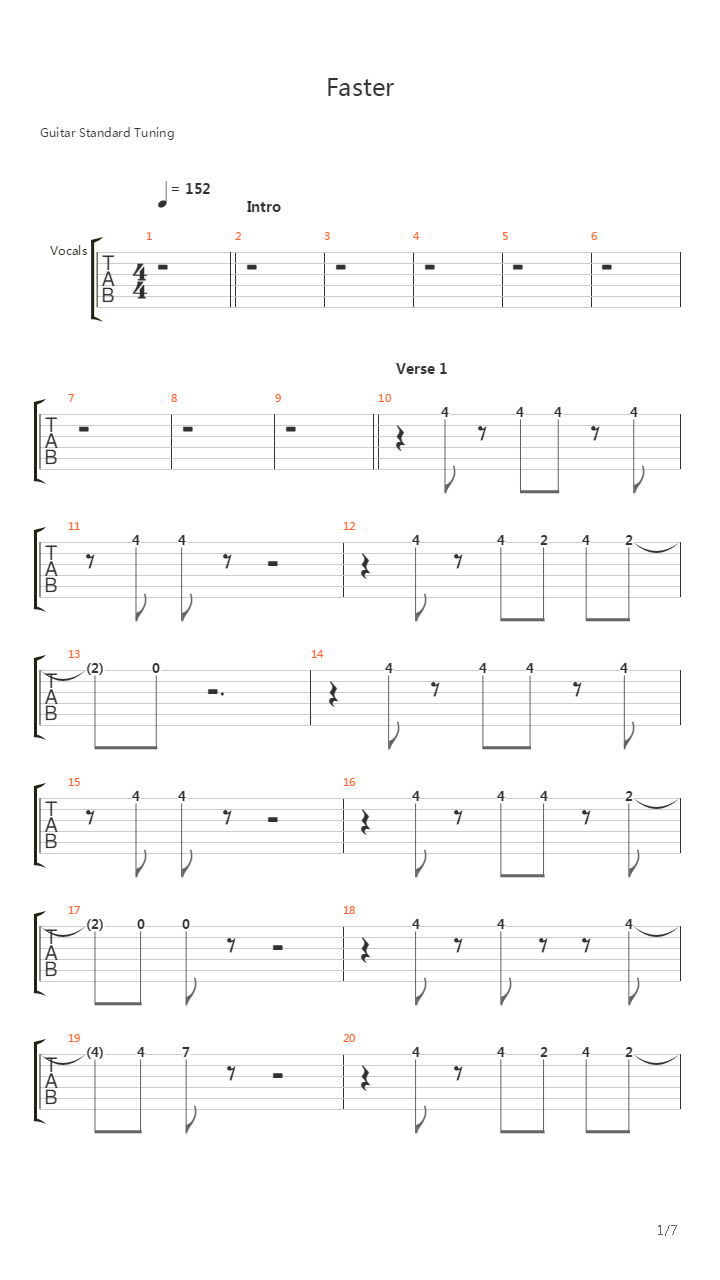 Faster吉他谱