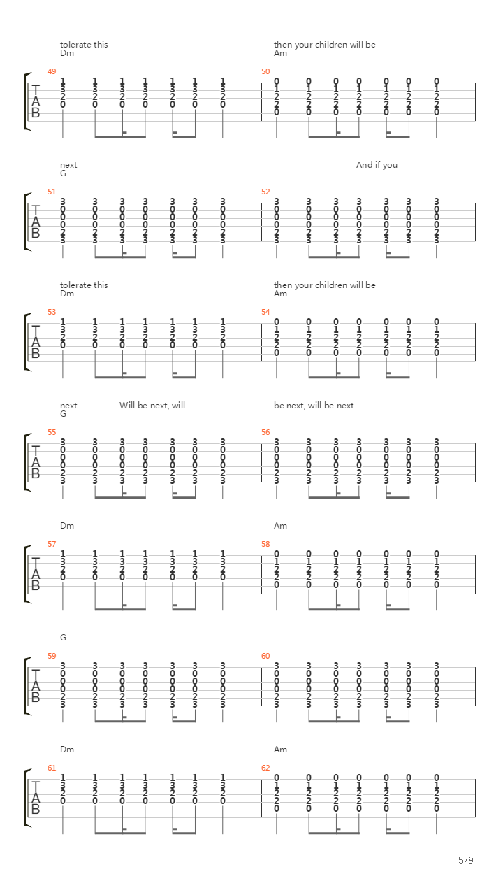 If You Tolerate This Your Children Will Be Next吉他谱