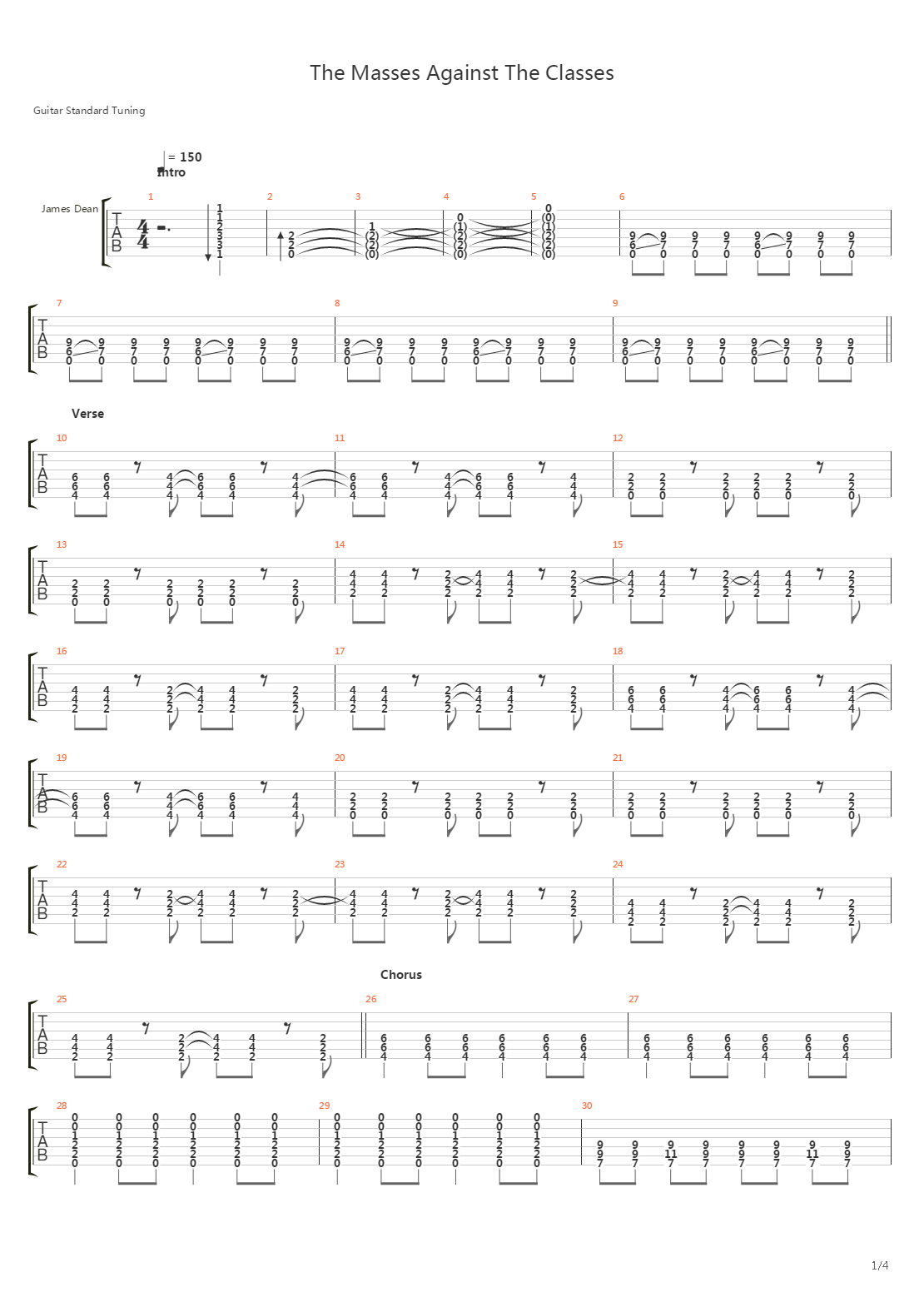 Masses Against The Classes吉他谱