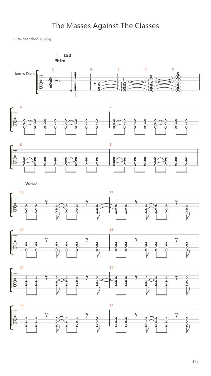 Masses Against The Classes吉他谱