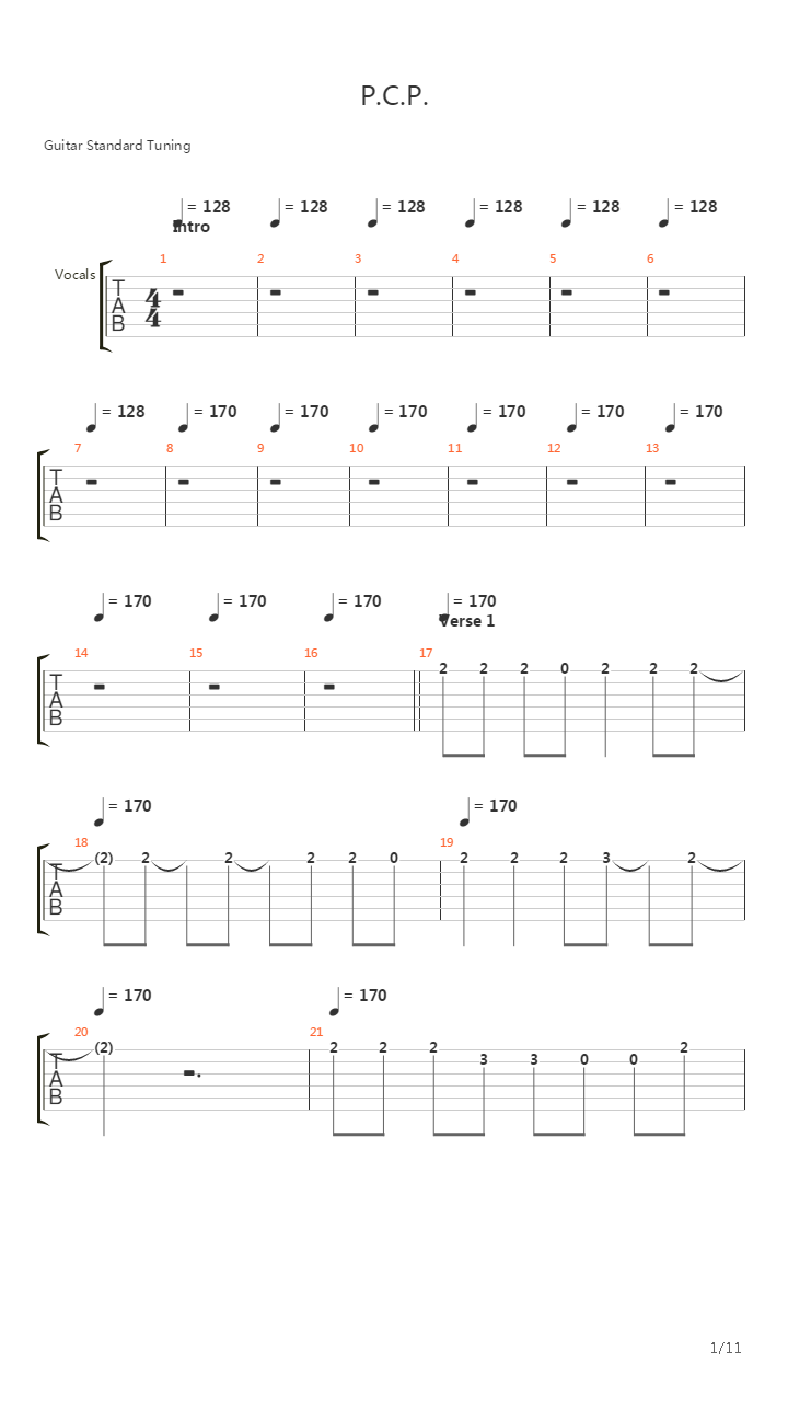 Pcp吉他谱