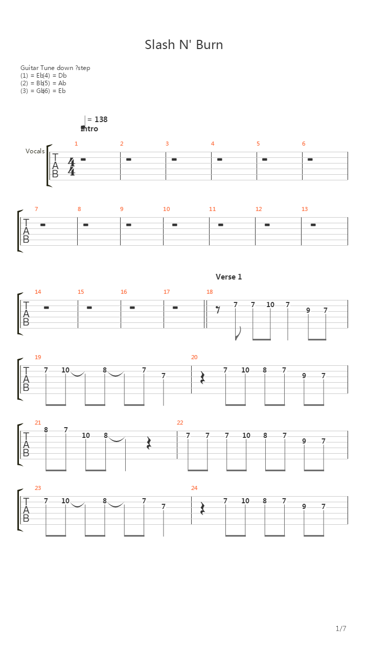 Slash N Burn吉他谱