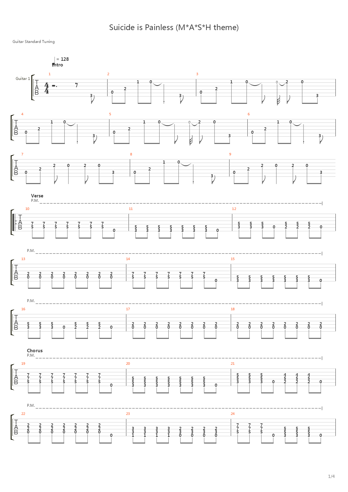 Suicide Is Painless吉他谱