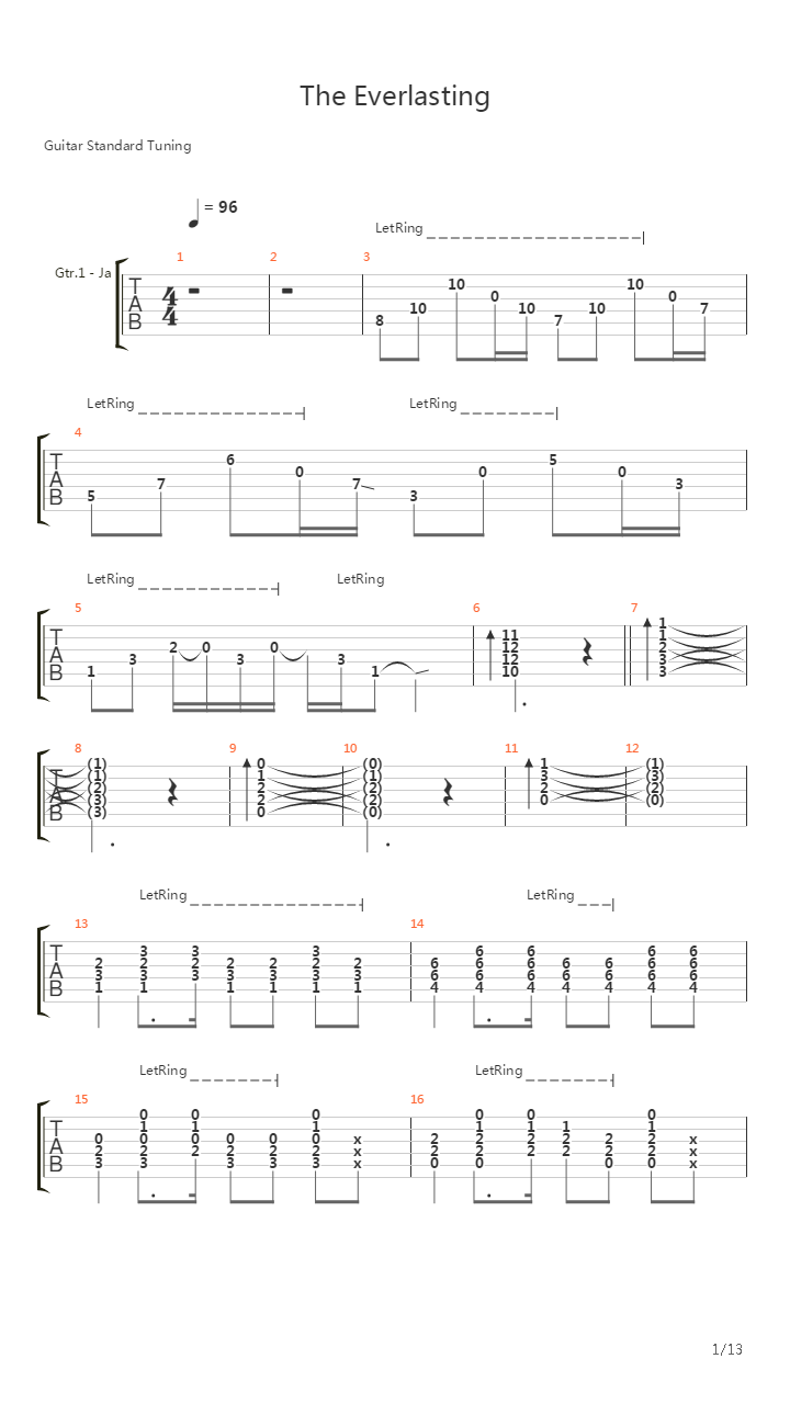 The Everlasting吉他谱