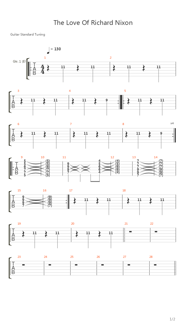 The Love Of Richard Nixon吉他谱
