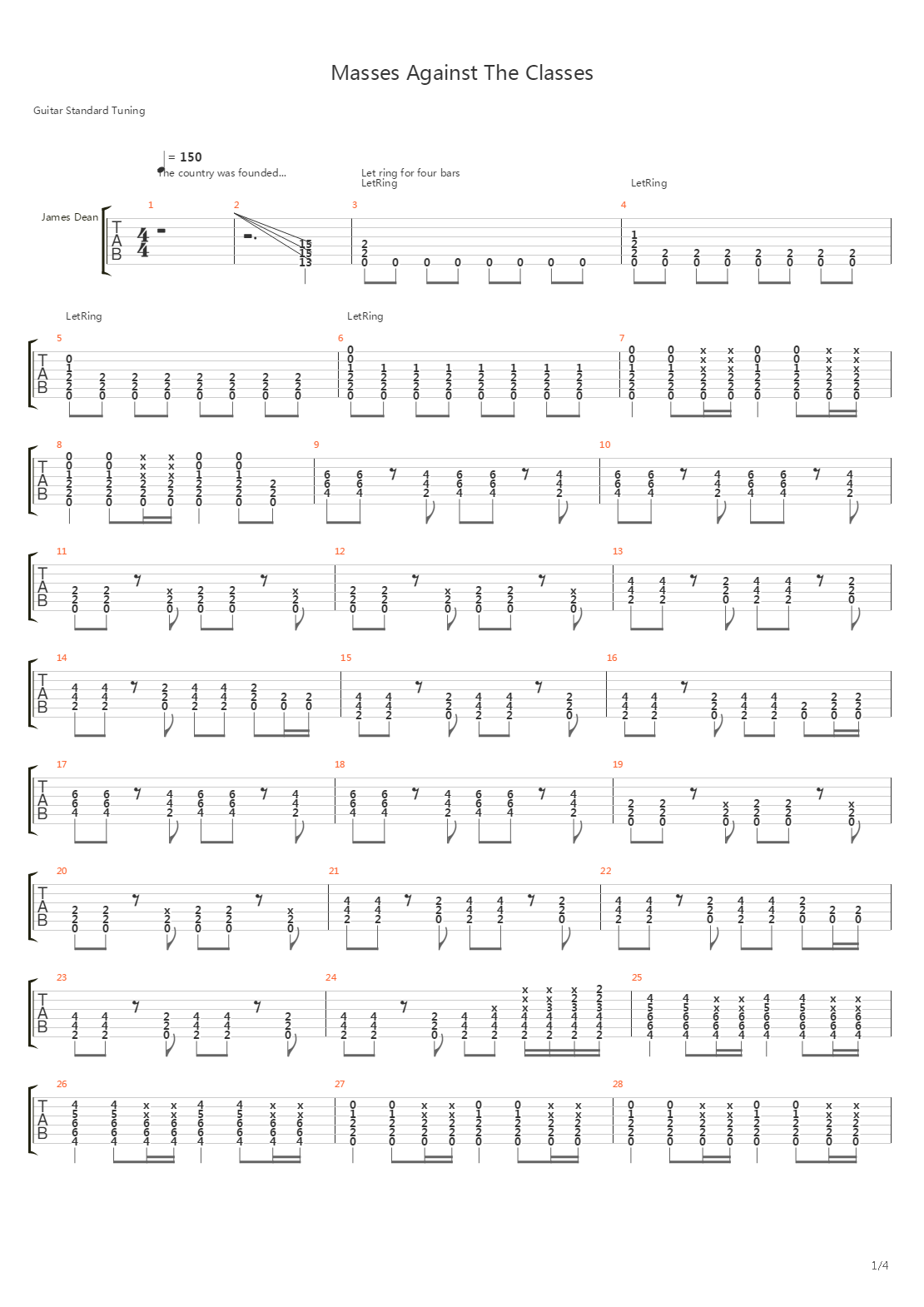 The Masses Against The Classes吉他谱