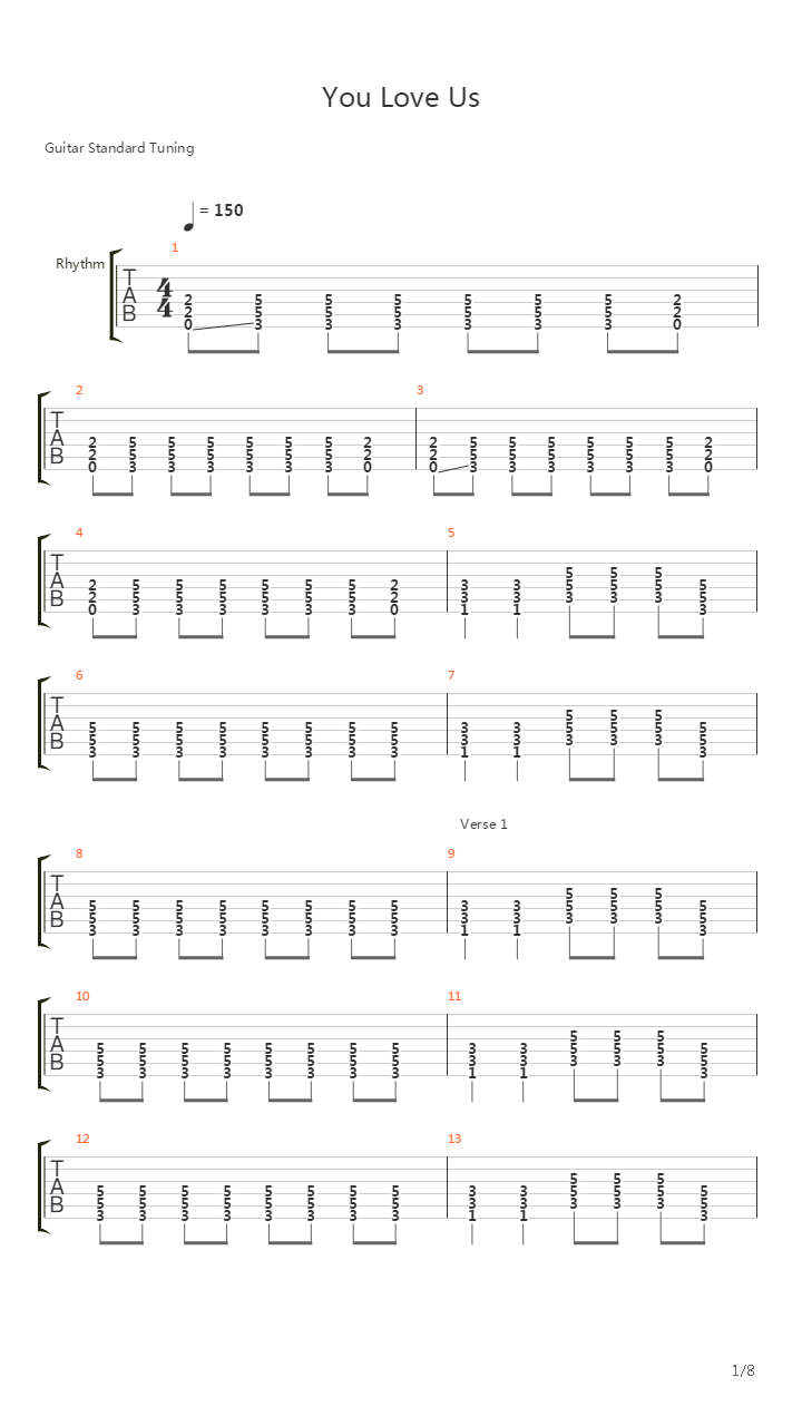 You Love Us吉他谱