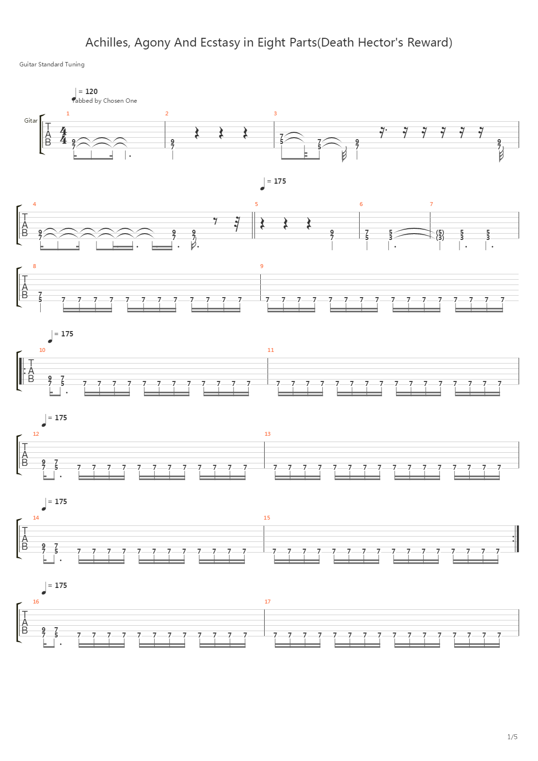 Achilles Agony And Ecstasy In Eight Parts Death Hectors Reward吉他谱