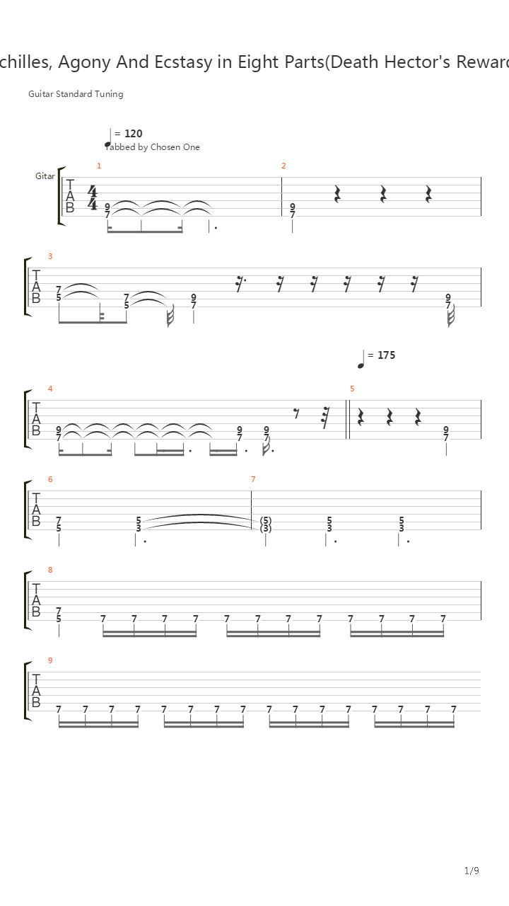 Achilles Agony And Ecstasy In Eight Parts Death Hectors Reward吉他谱