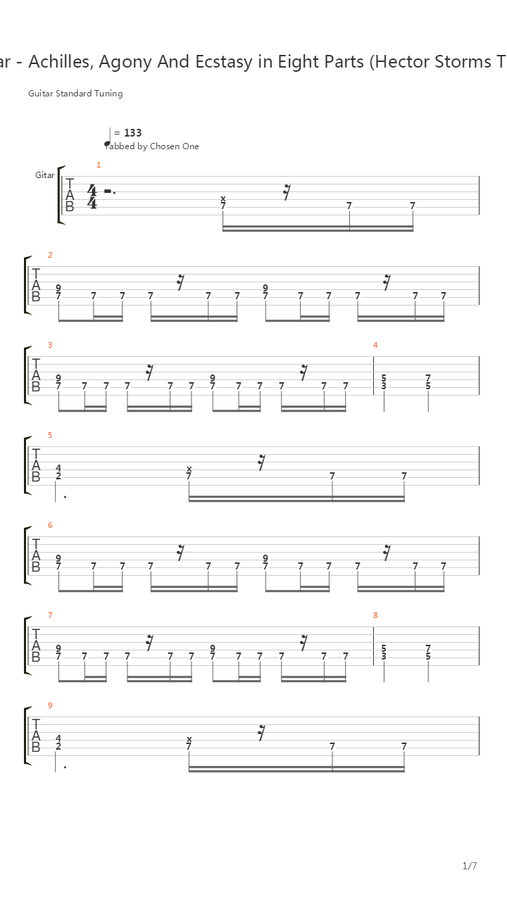 Achilles Agony And Ecstasy In Eight Parts Hector Storms The Wall吉他谱