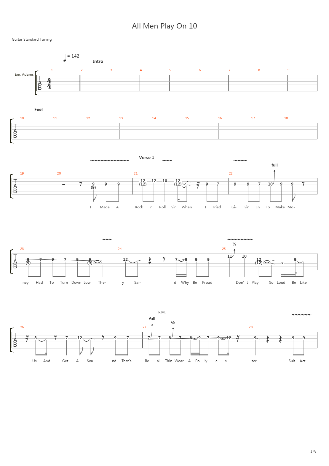 All Man Play On Ten吉他谱