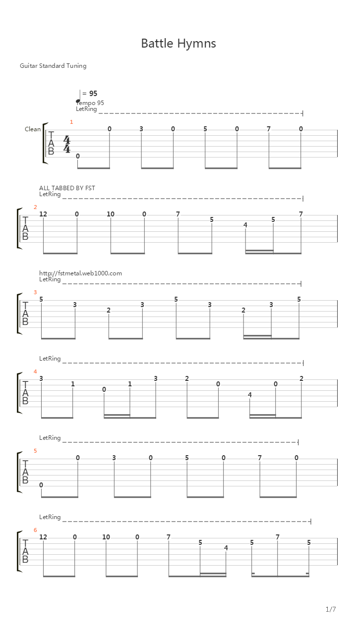 Battle Hymns吉他谱