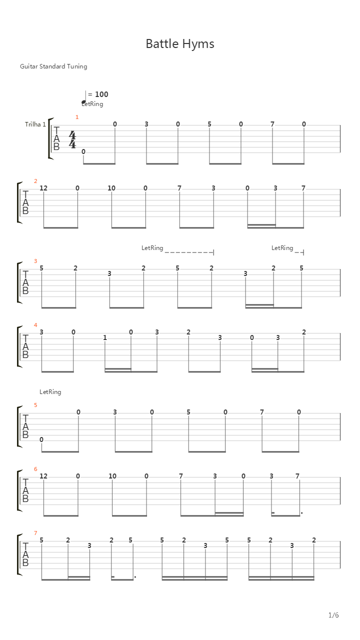 Battle Hymns吉他谱
