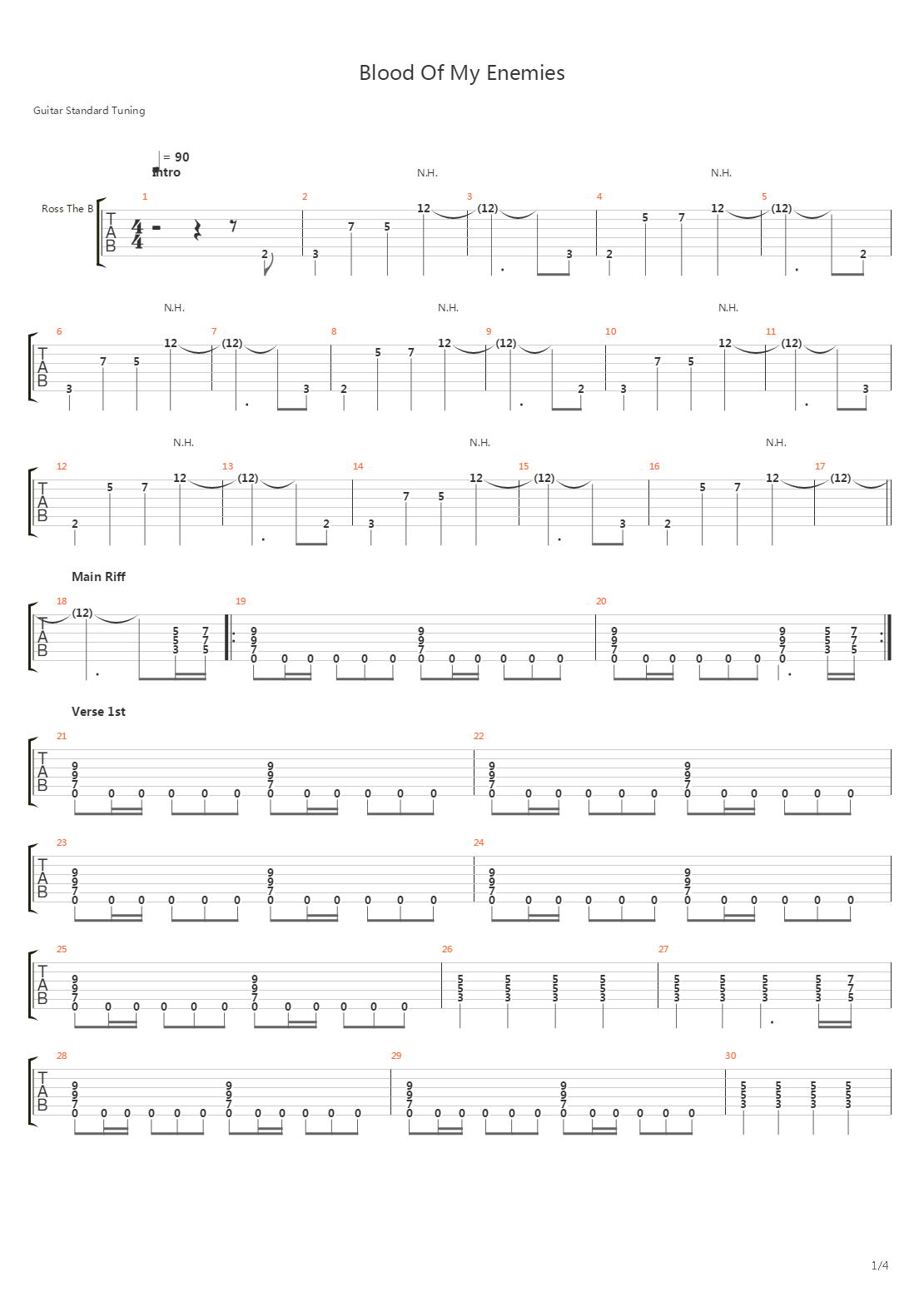 Blood Of My Enemies吉他谱