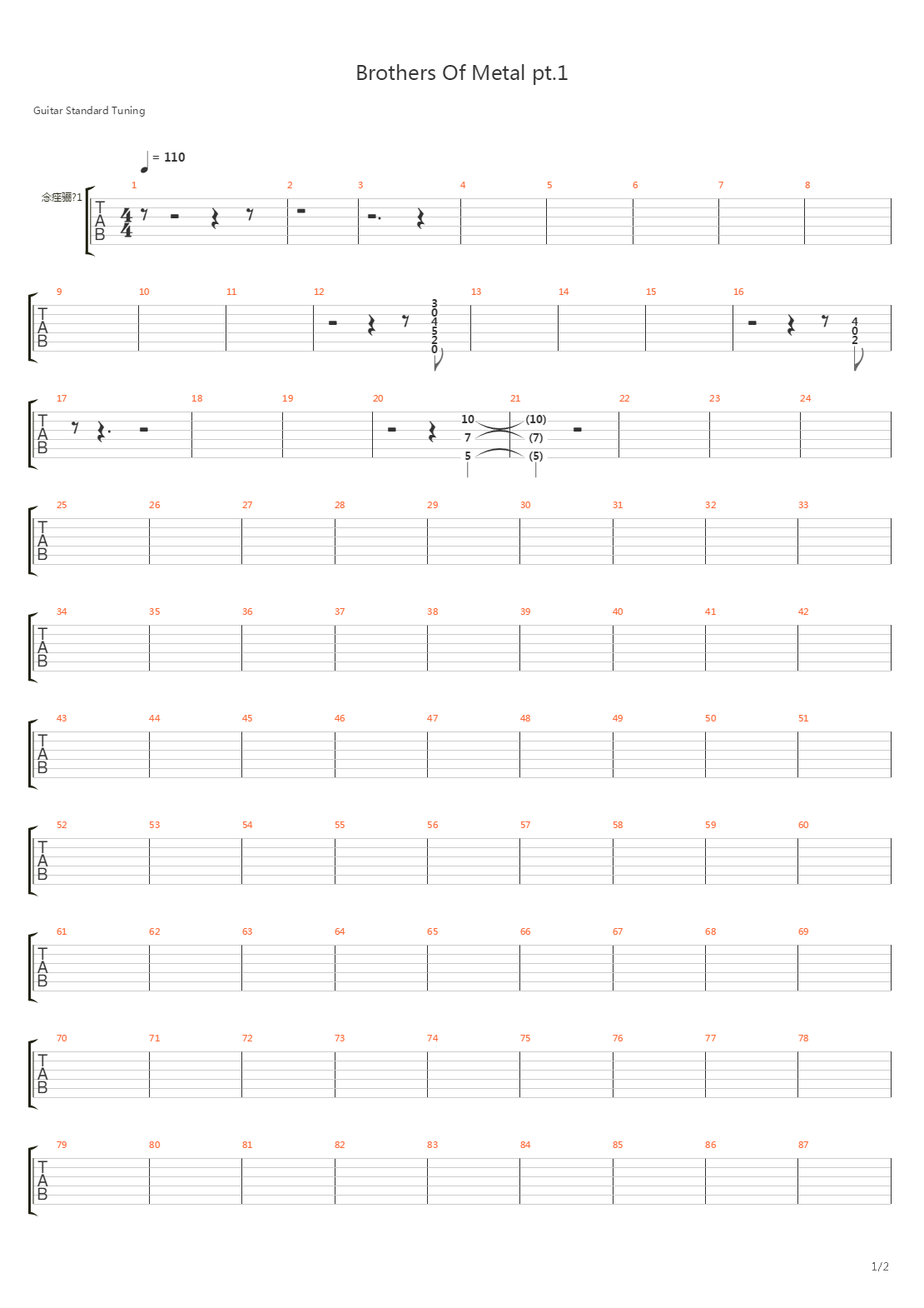 Brothers Of Metal吉他谱