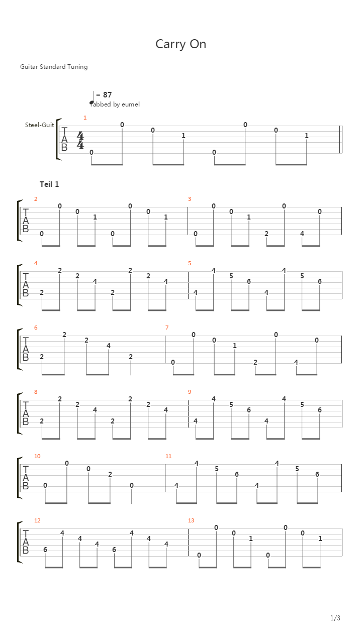 Carry On吉他谱