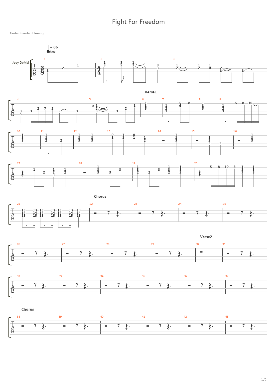 Fight For Freedom吉他谱