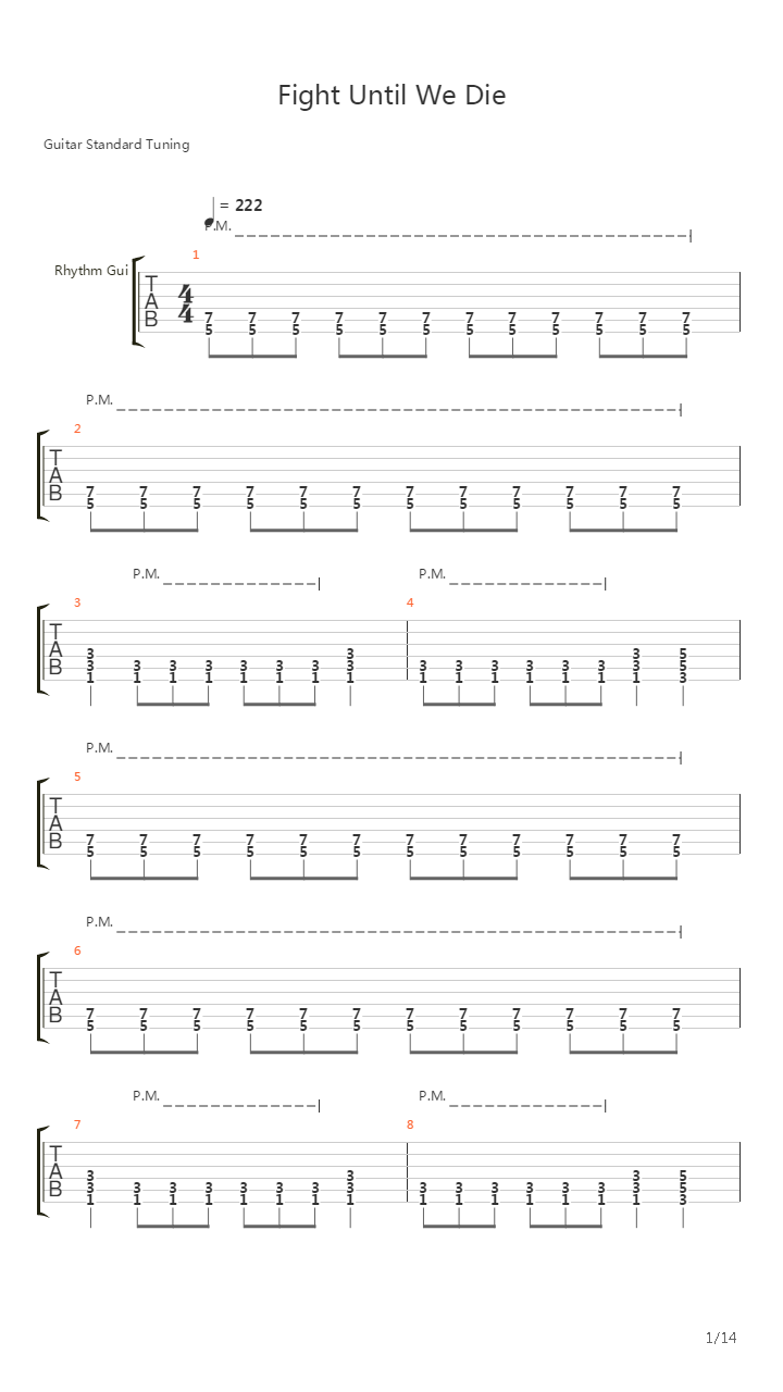 Fight Until We Die吉他谱