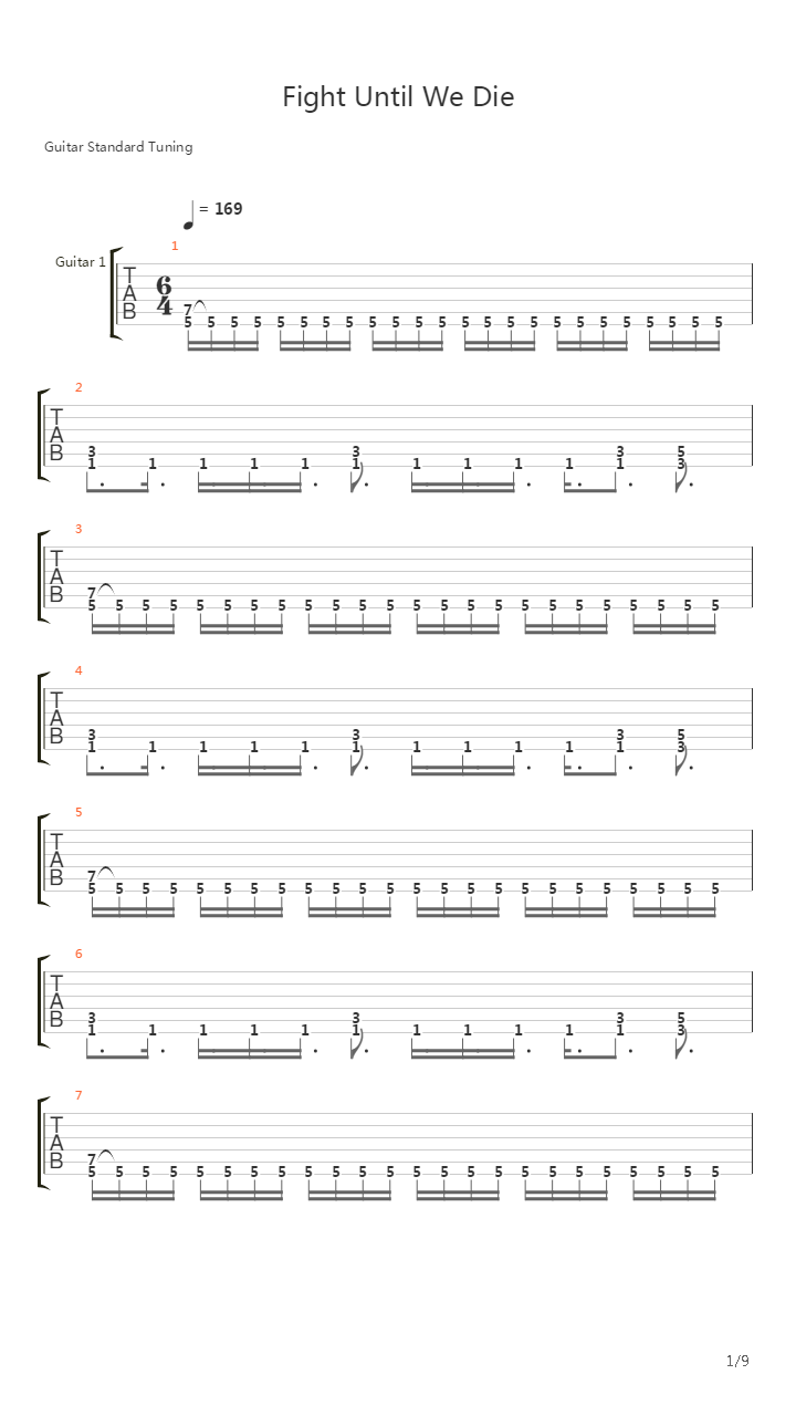 Fight Until We Die吉他谱