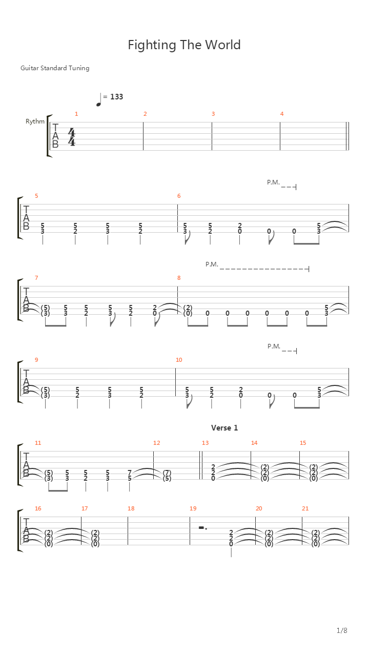 Fighting The World吉他谱