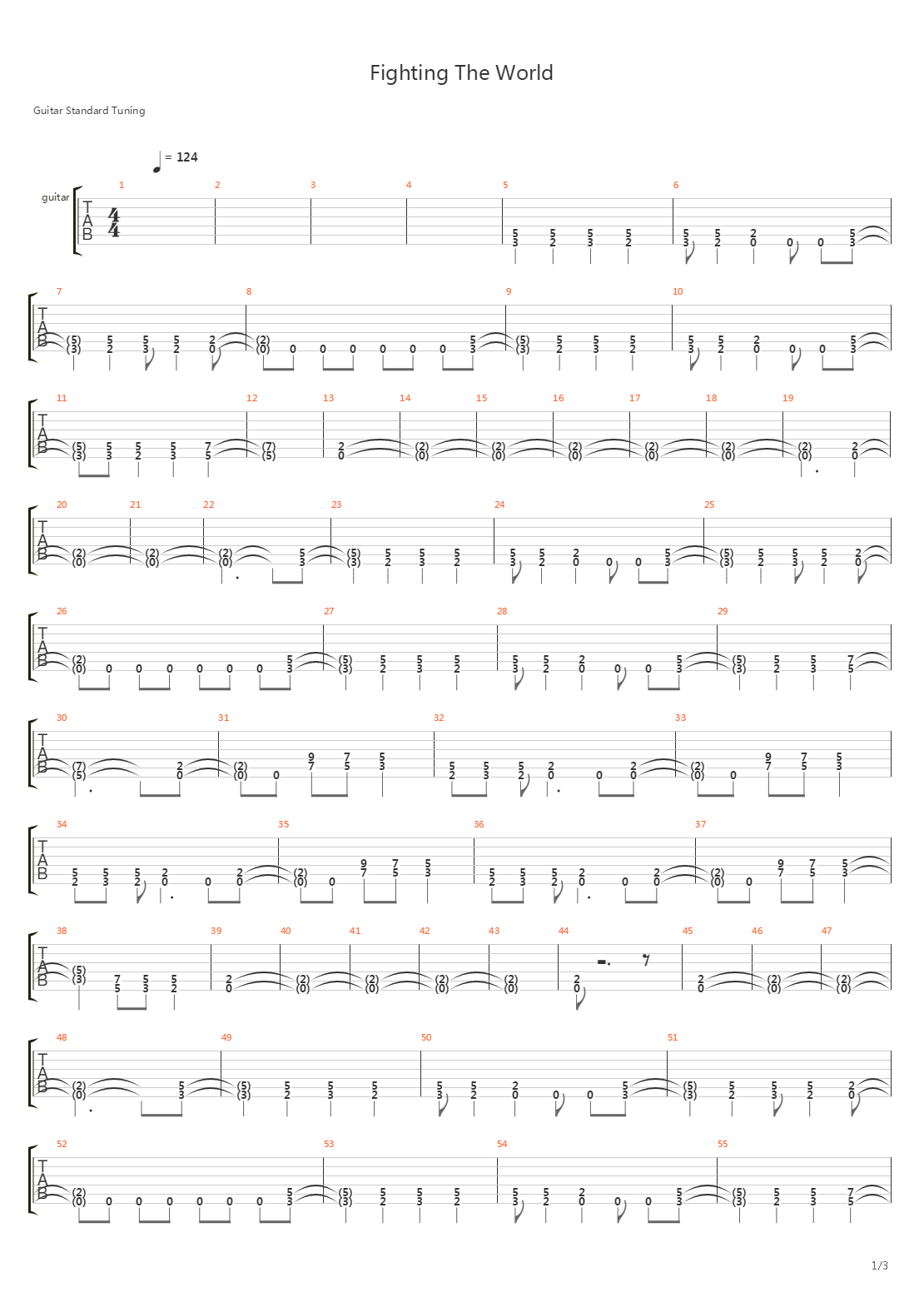 Fighting The World吉他谱