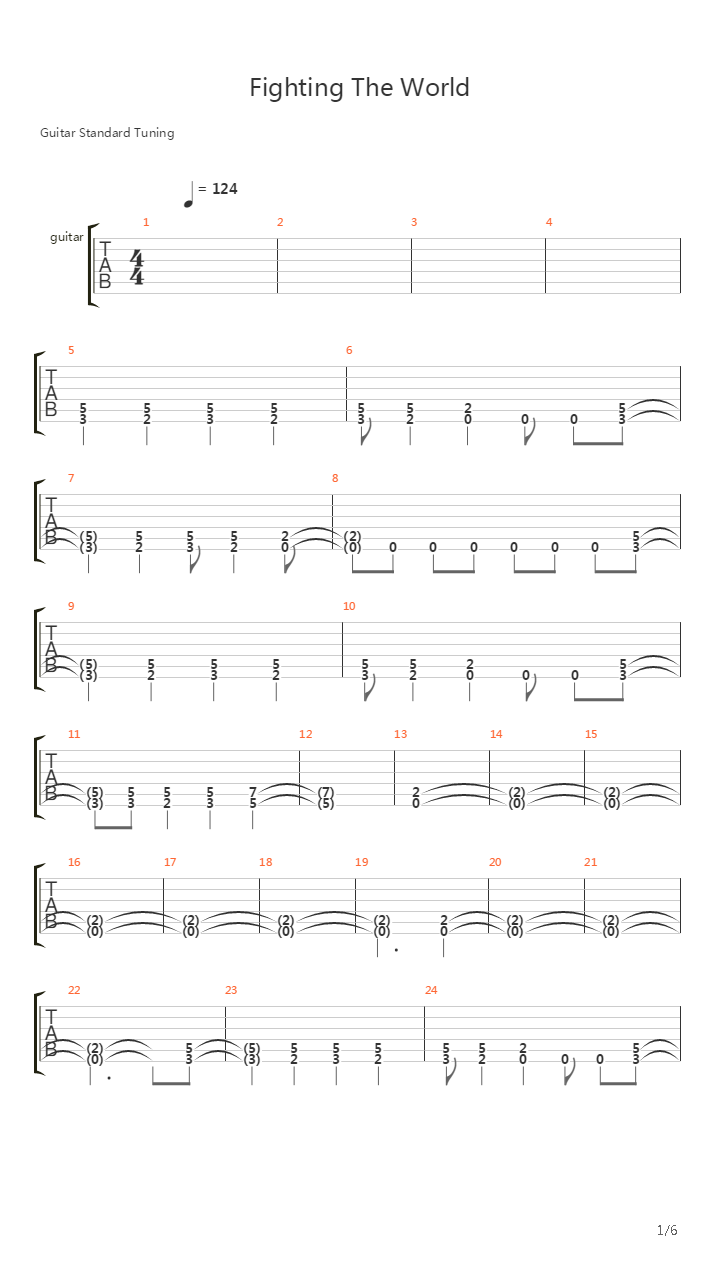 Fighting The World吉他谱