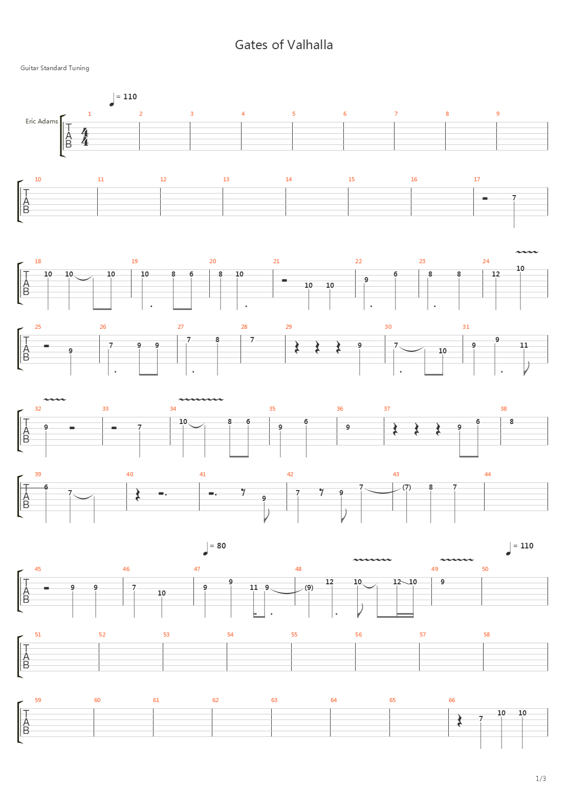 Gates Of Valhalla吉他谱