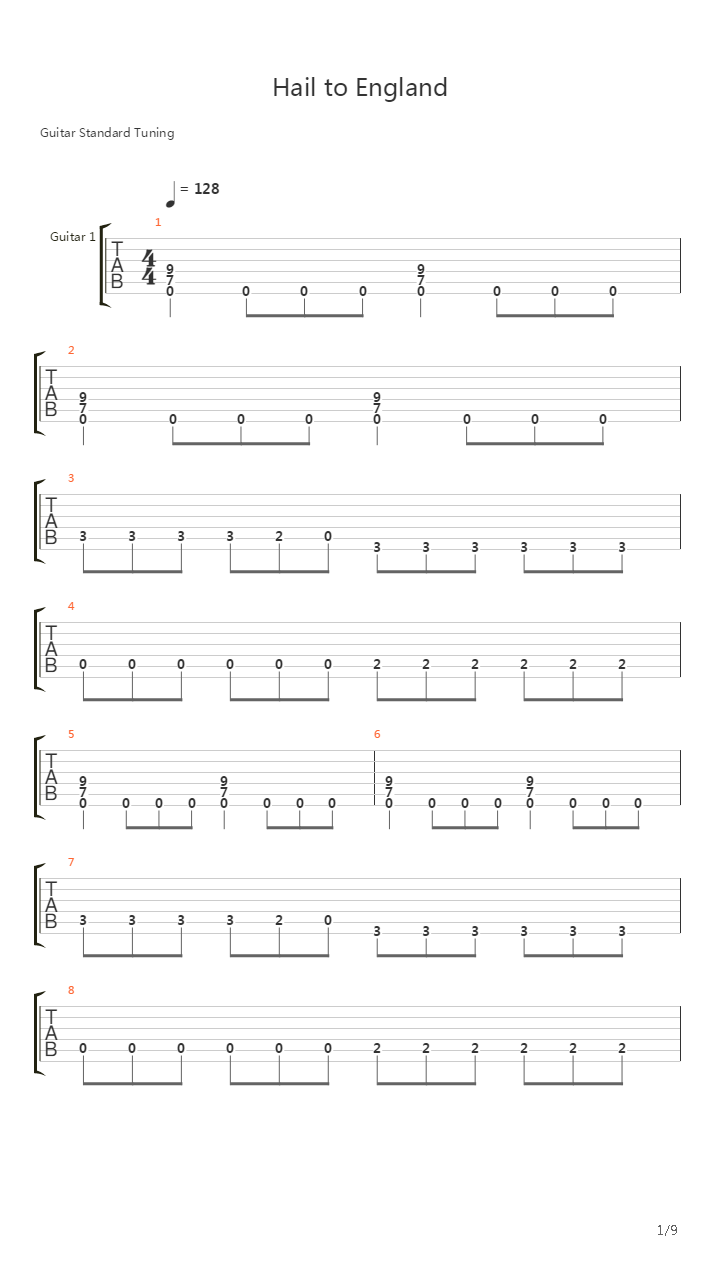 Hail To England吉他谱