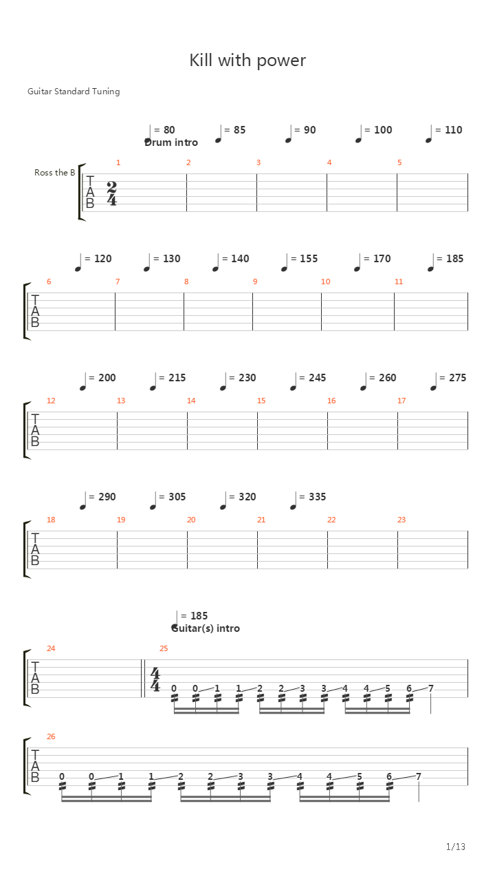 Kill With Power吉他谱