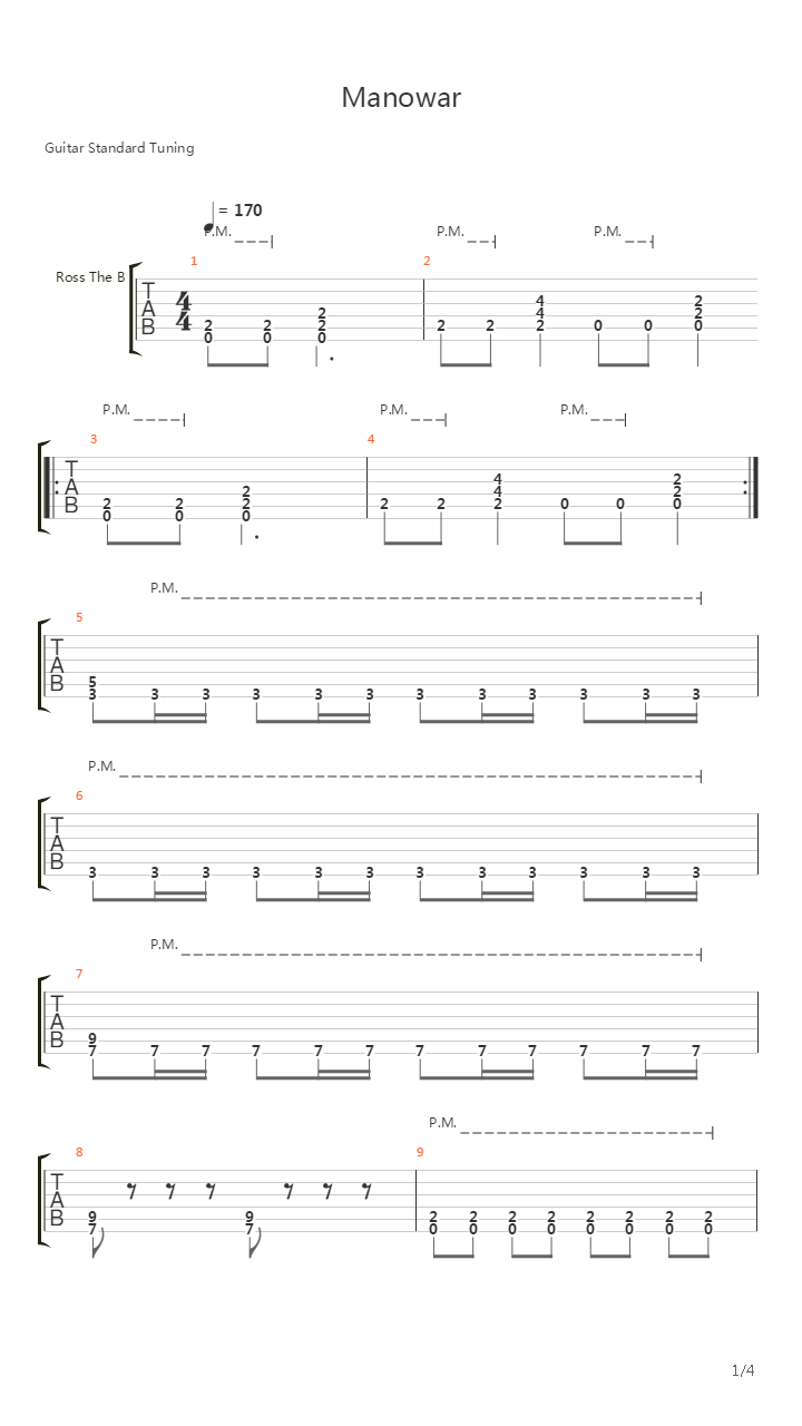 Manowar吉他谱