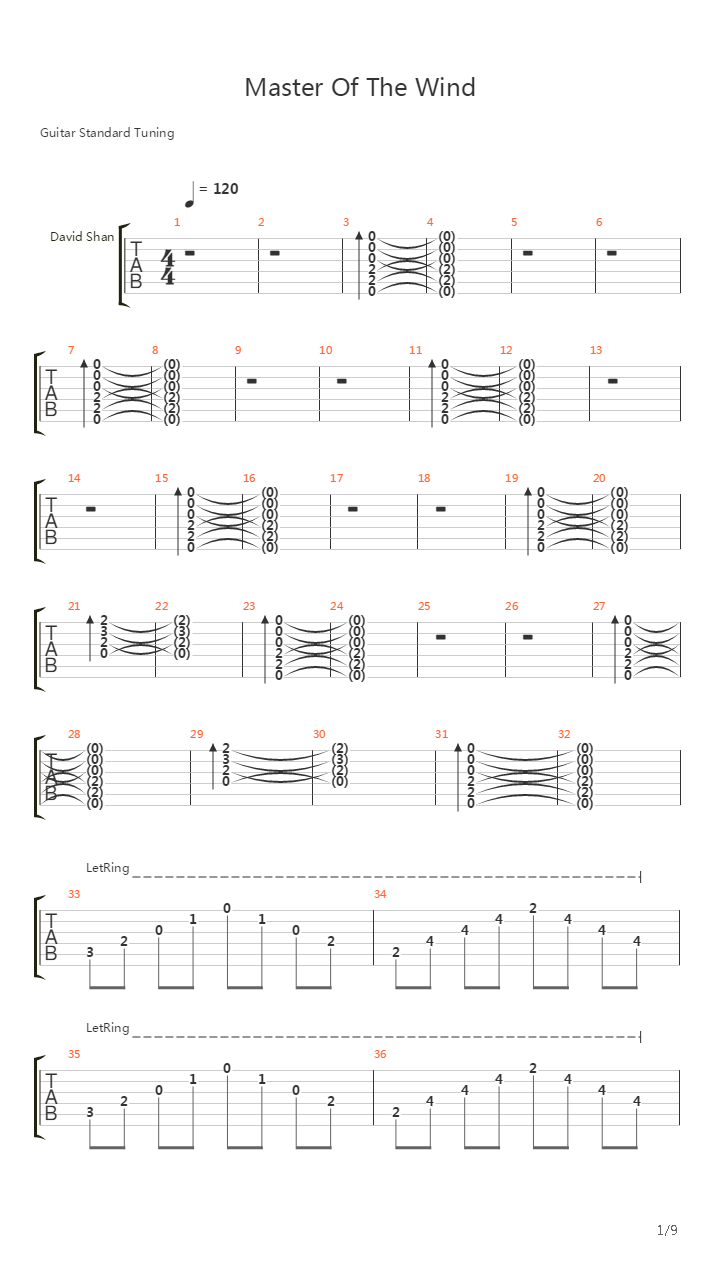 Master Of The Wind吉他谱