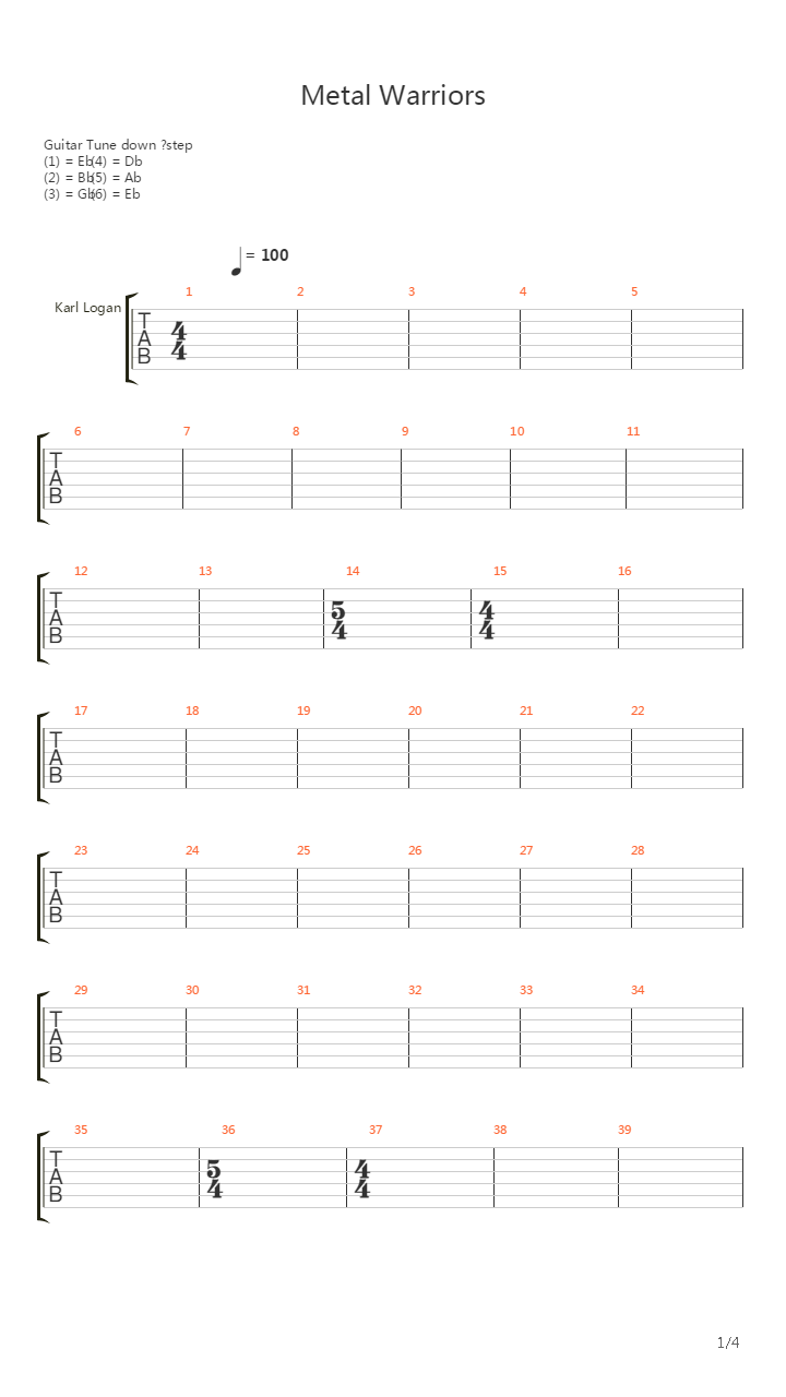 Metal Warriors吉他谱