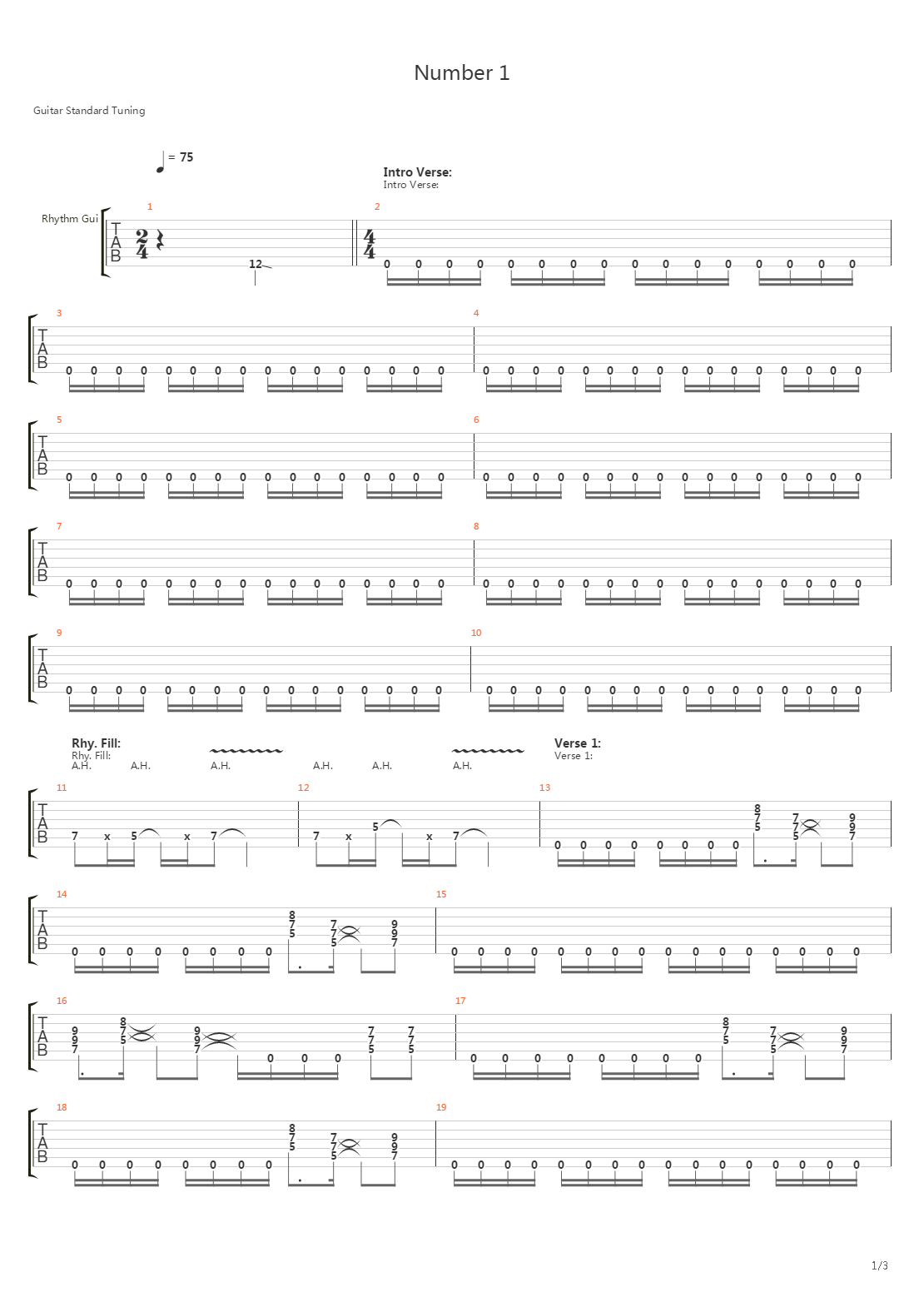 Number 1吉他谱