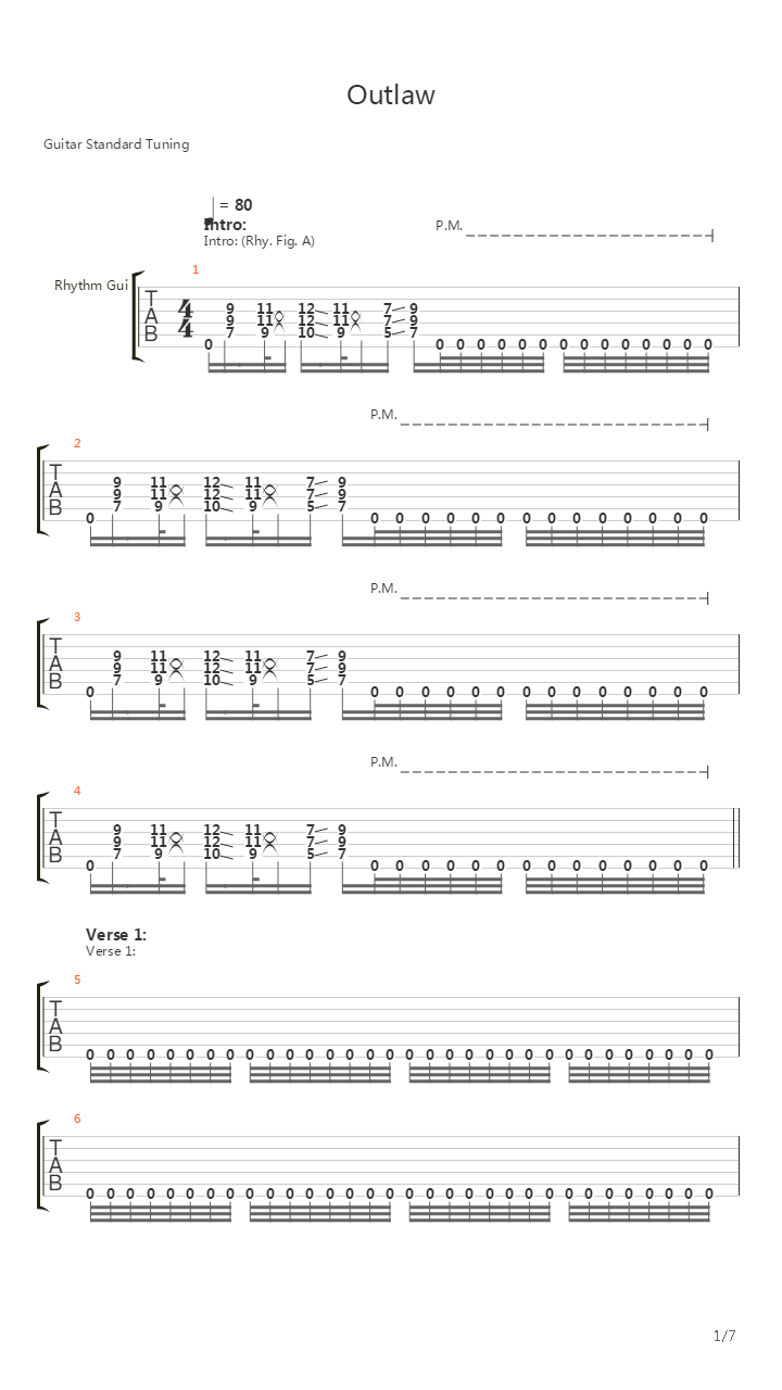 Outlaw吉他谱