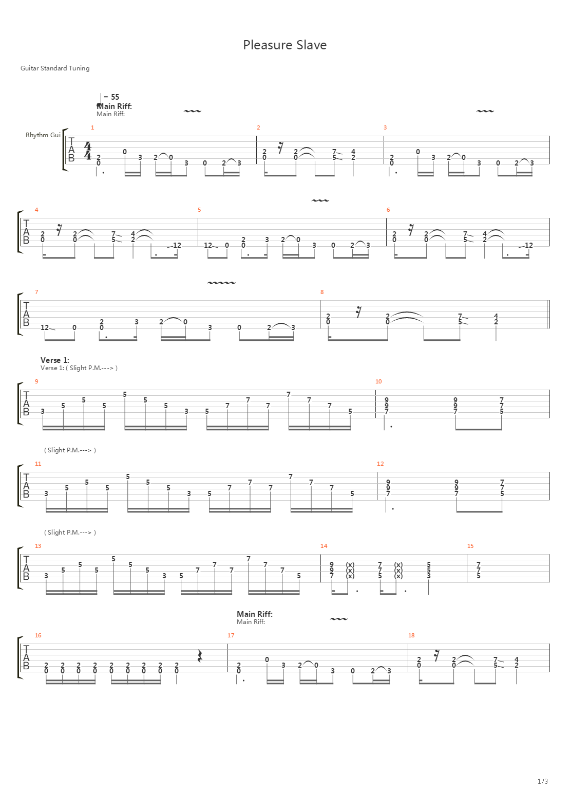 Pleasure Slave吉他谱