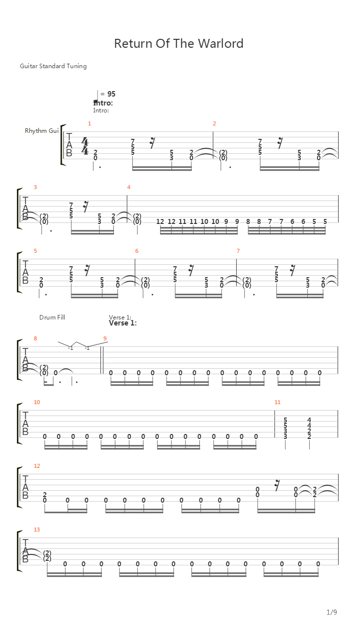 Return Of The Warlord吉他谱
