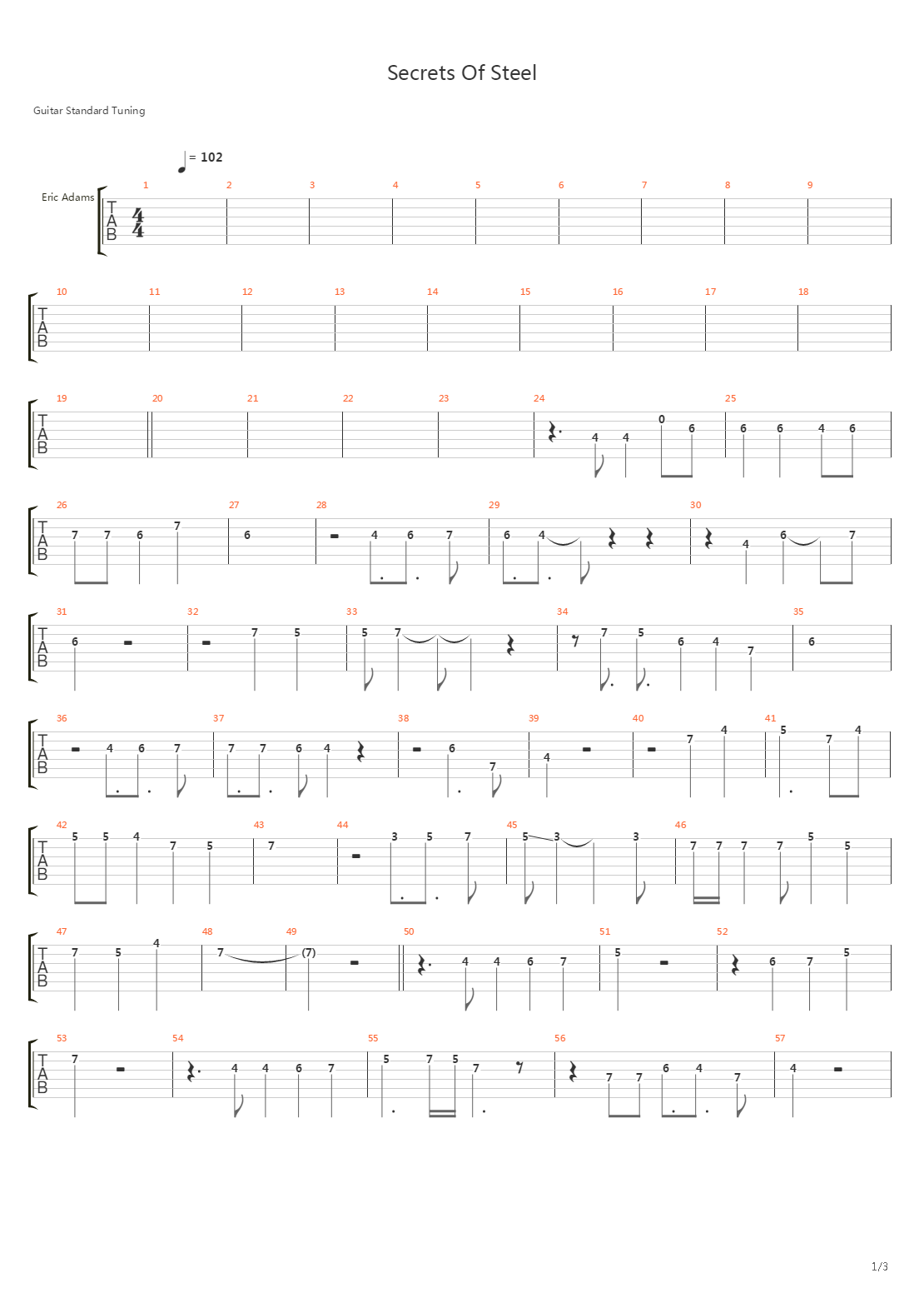 Secrets Of Steel吉他谱