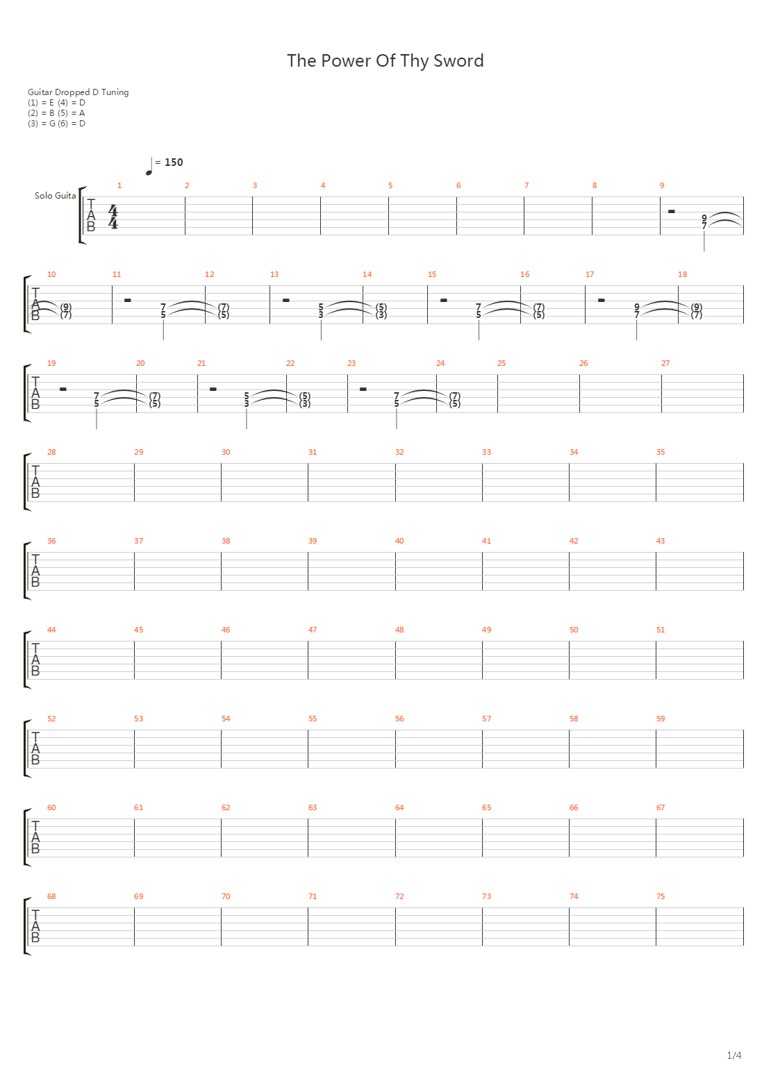 The Power Of Thy Sword吉他谱