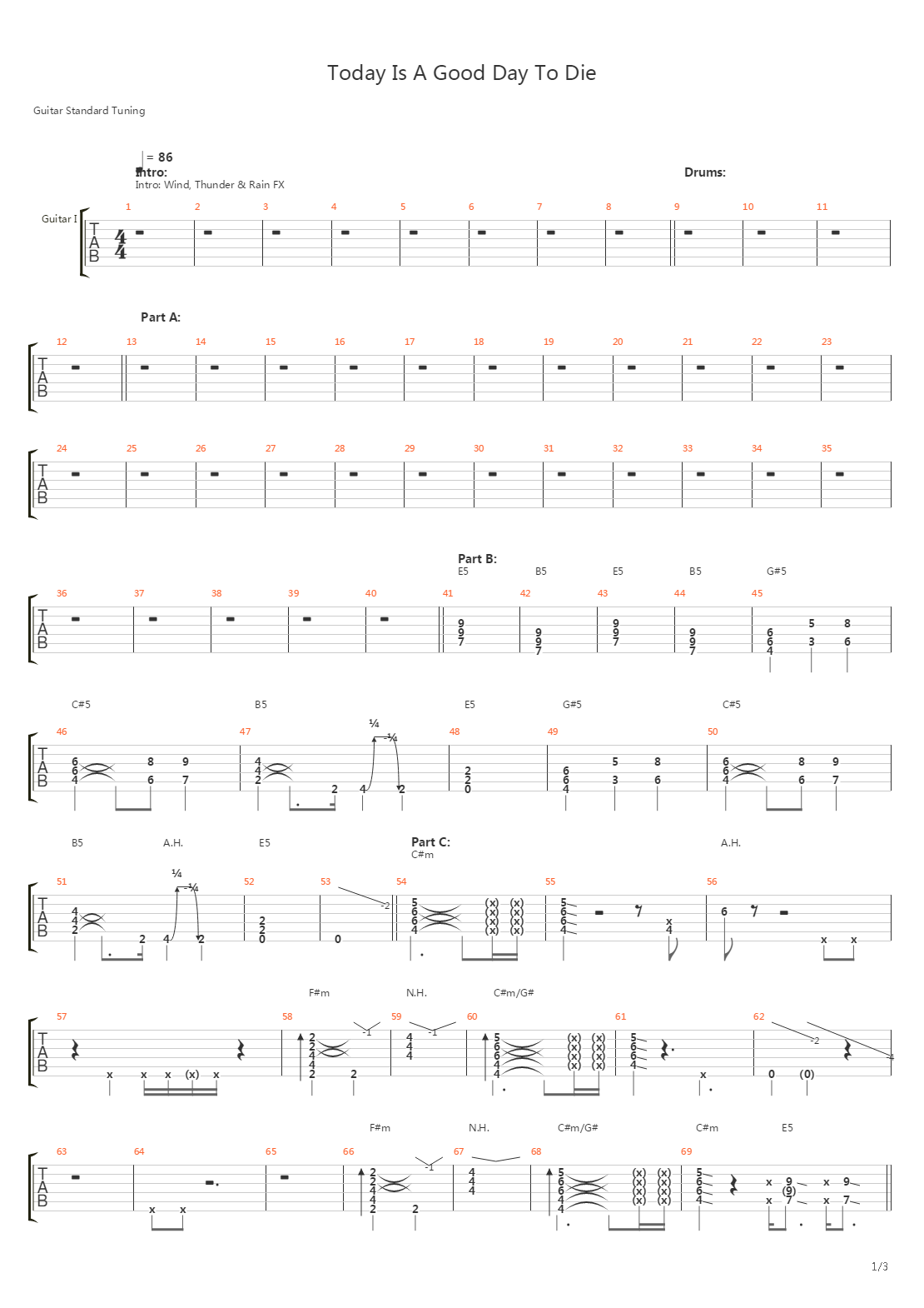 Today Is A Good Day To Die吉他谱