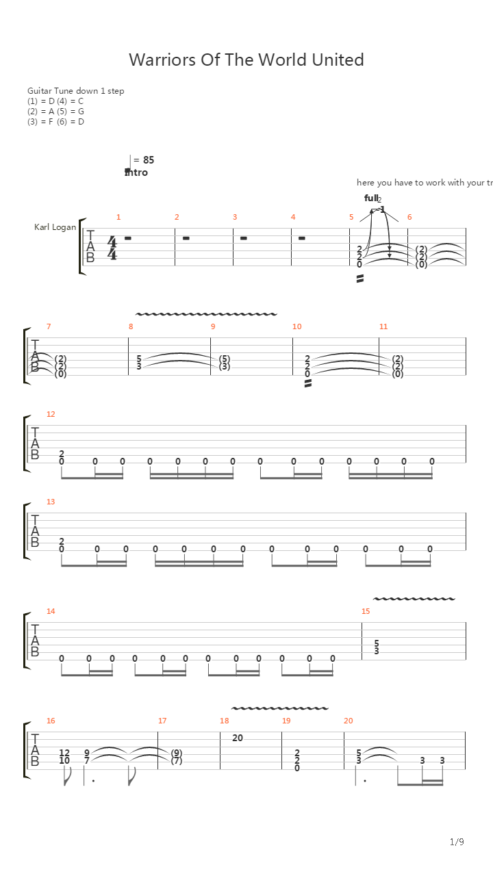 Warriors Of The World United吉他谱