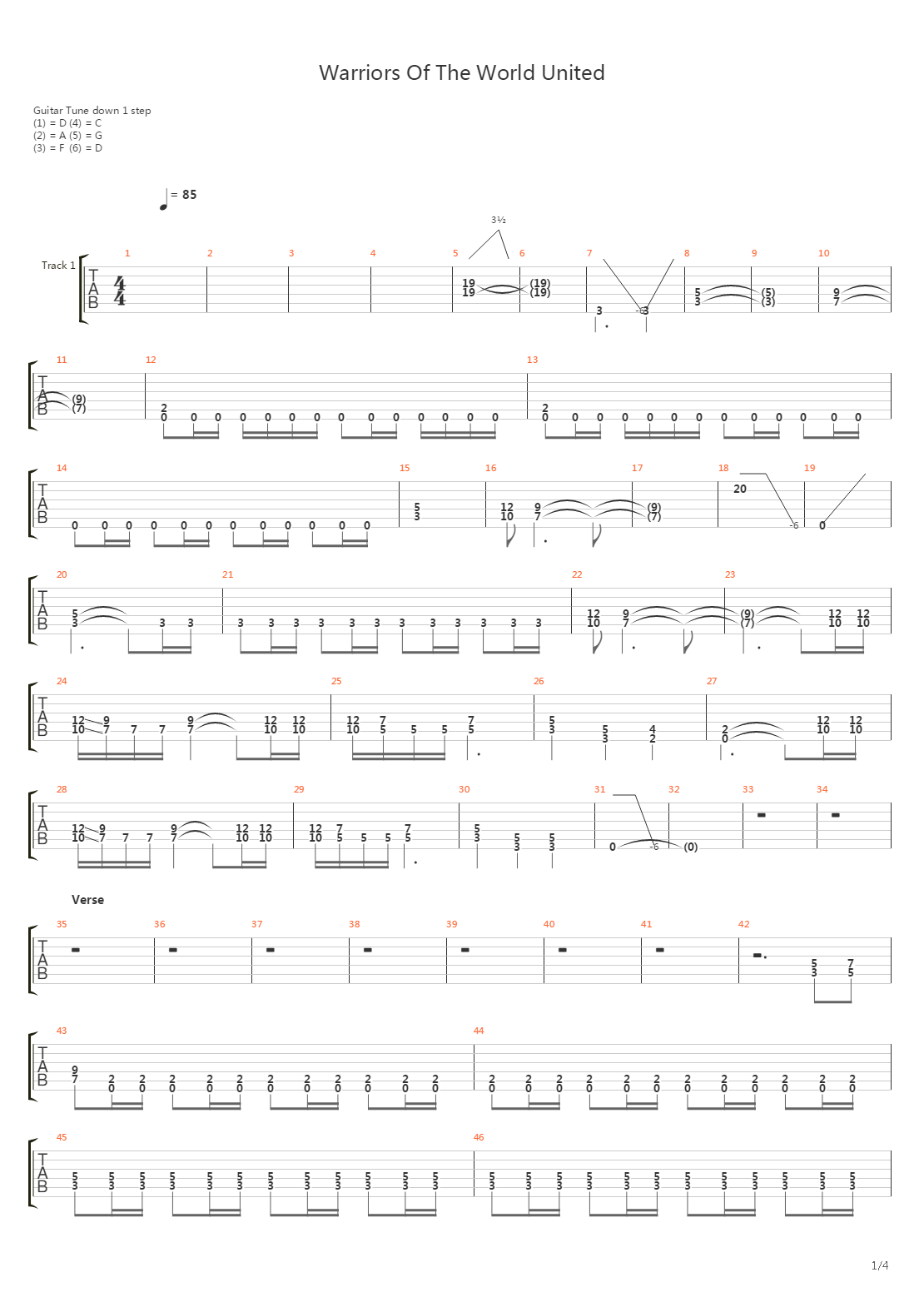 Warriors Of The World United吉他谱
