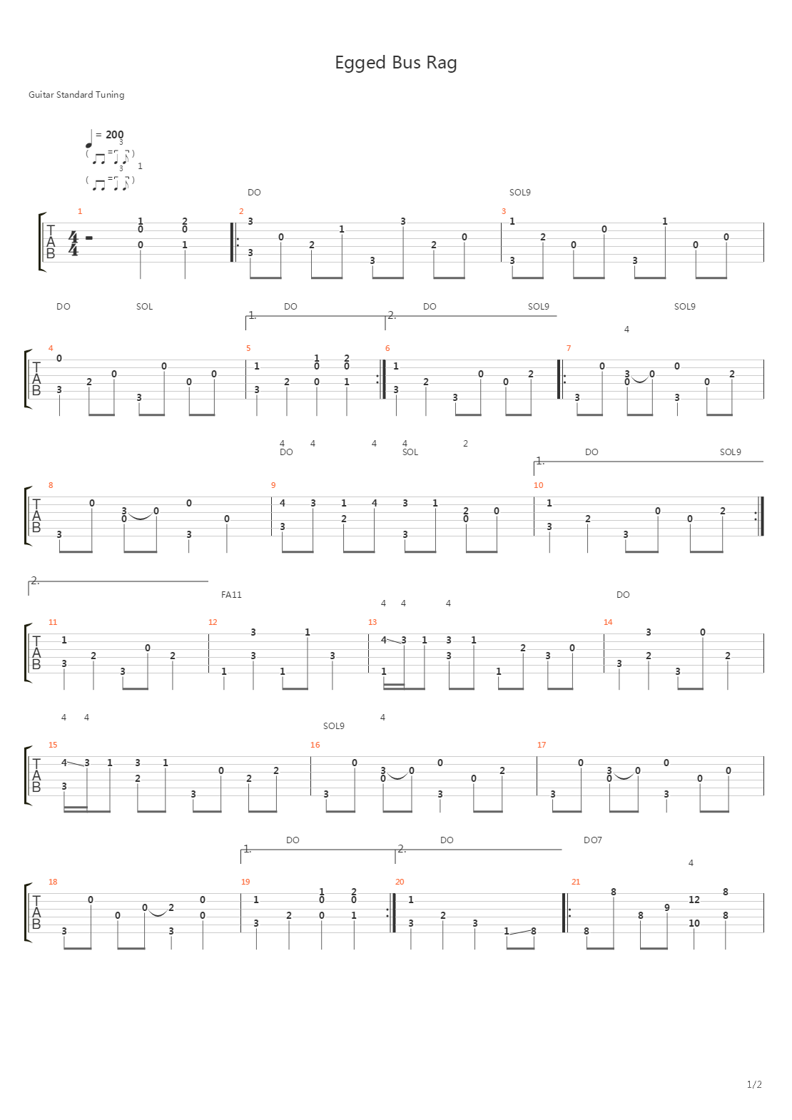 Egged Bus Rag吉他谱