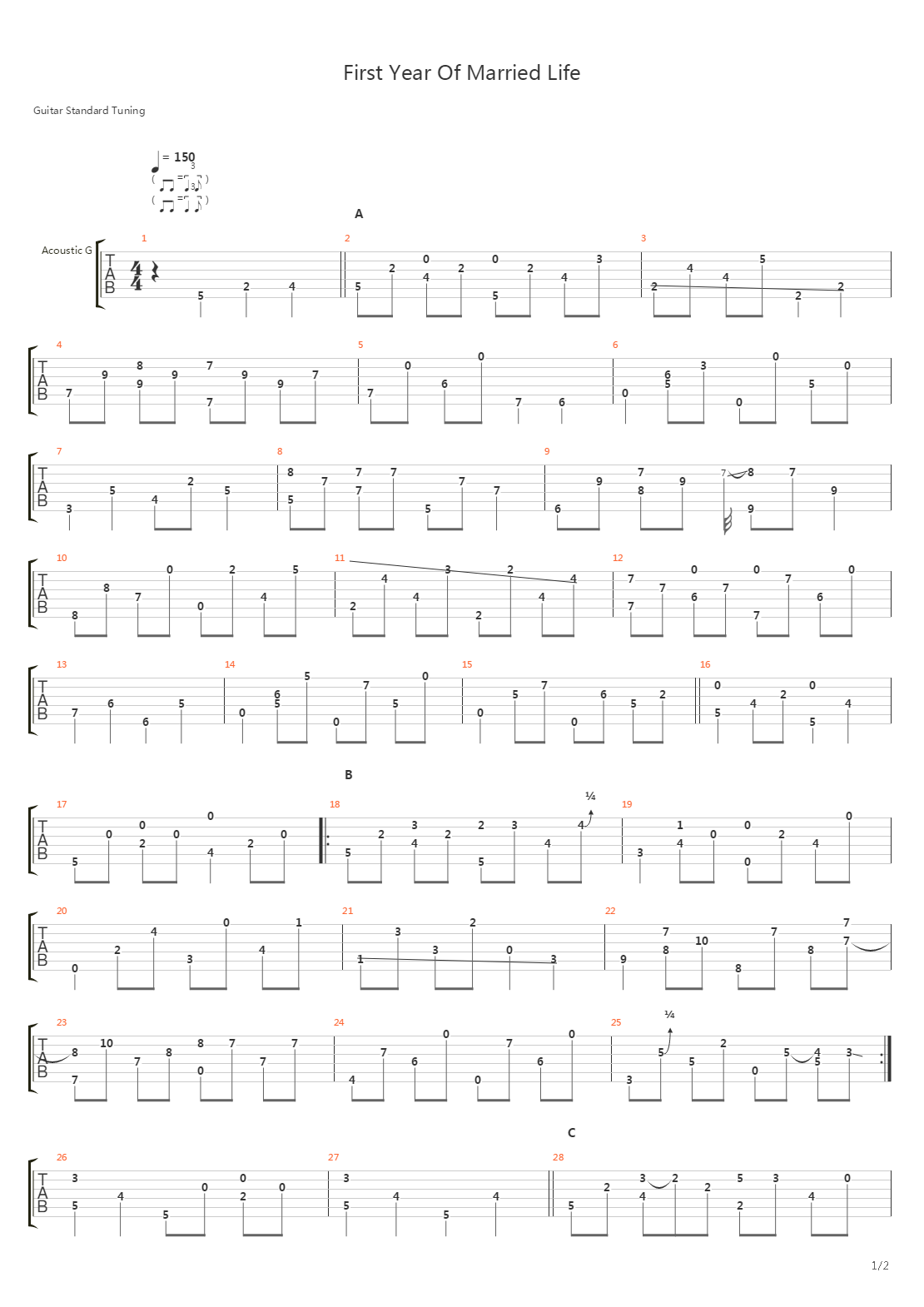 First Year Of Married Life吉他谱
