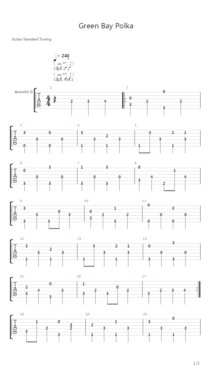 Green Bay Polka吉他谱